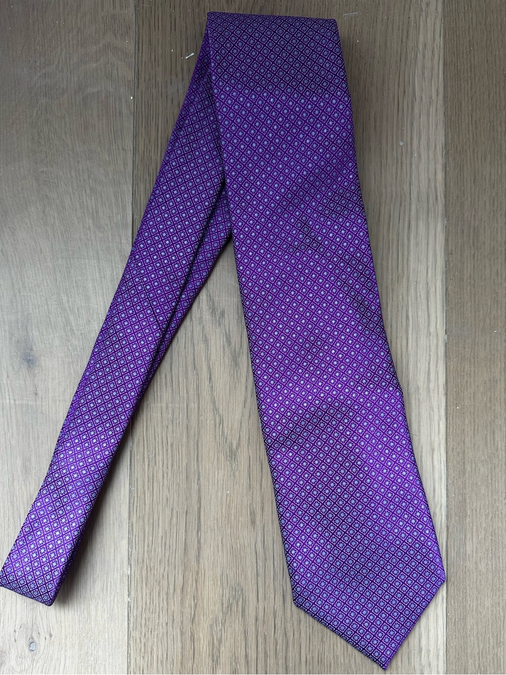 Ermenegildo Zegna 100% Silk Purple Geometric Diamond Luxury Necktie Italy